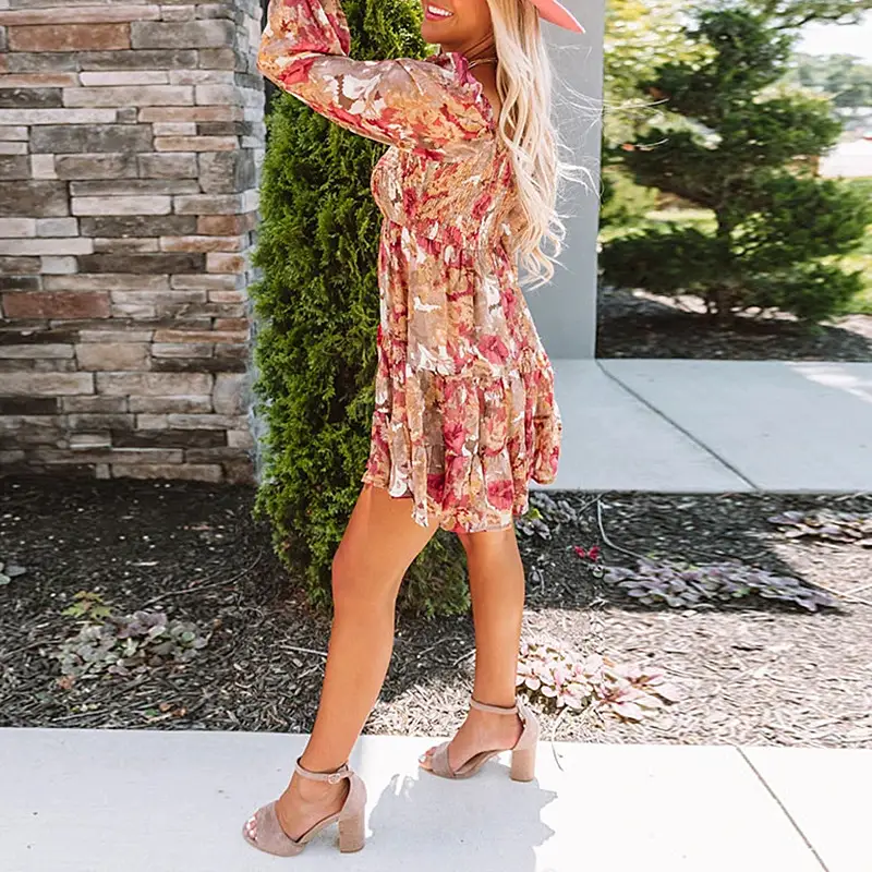 Lantern Long-Sleeved Splicing Casual Large Dress
