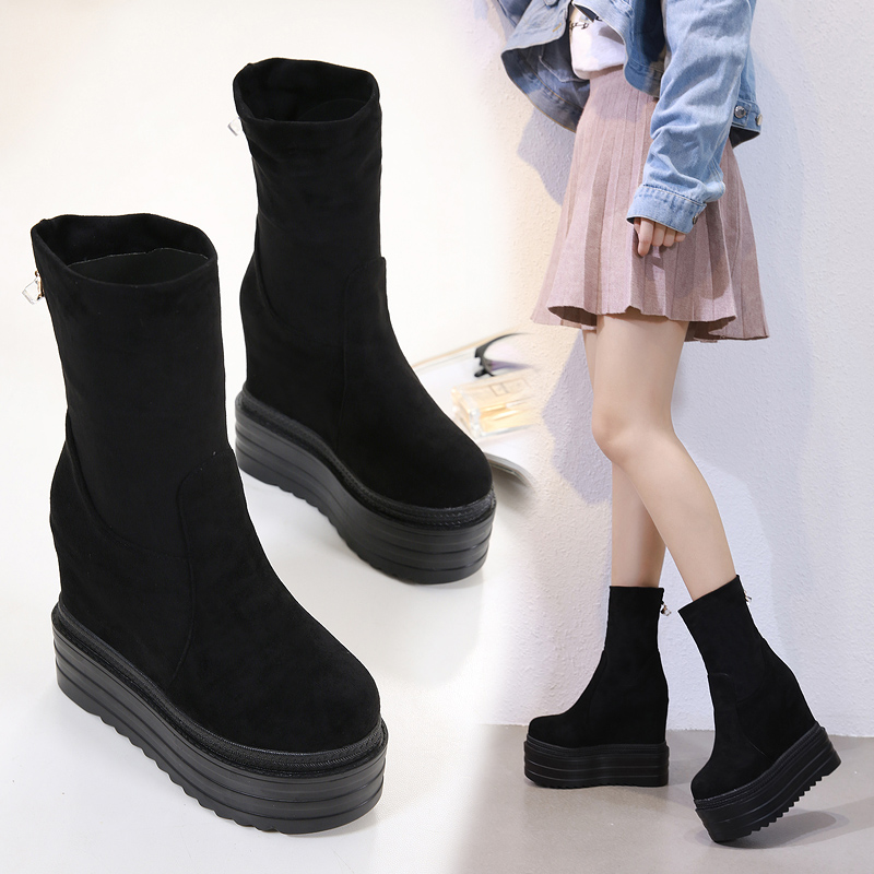 Thick-soled All-match Inner Heightening Frosted Short Boots