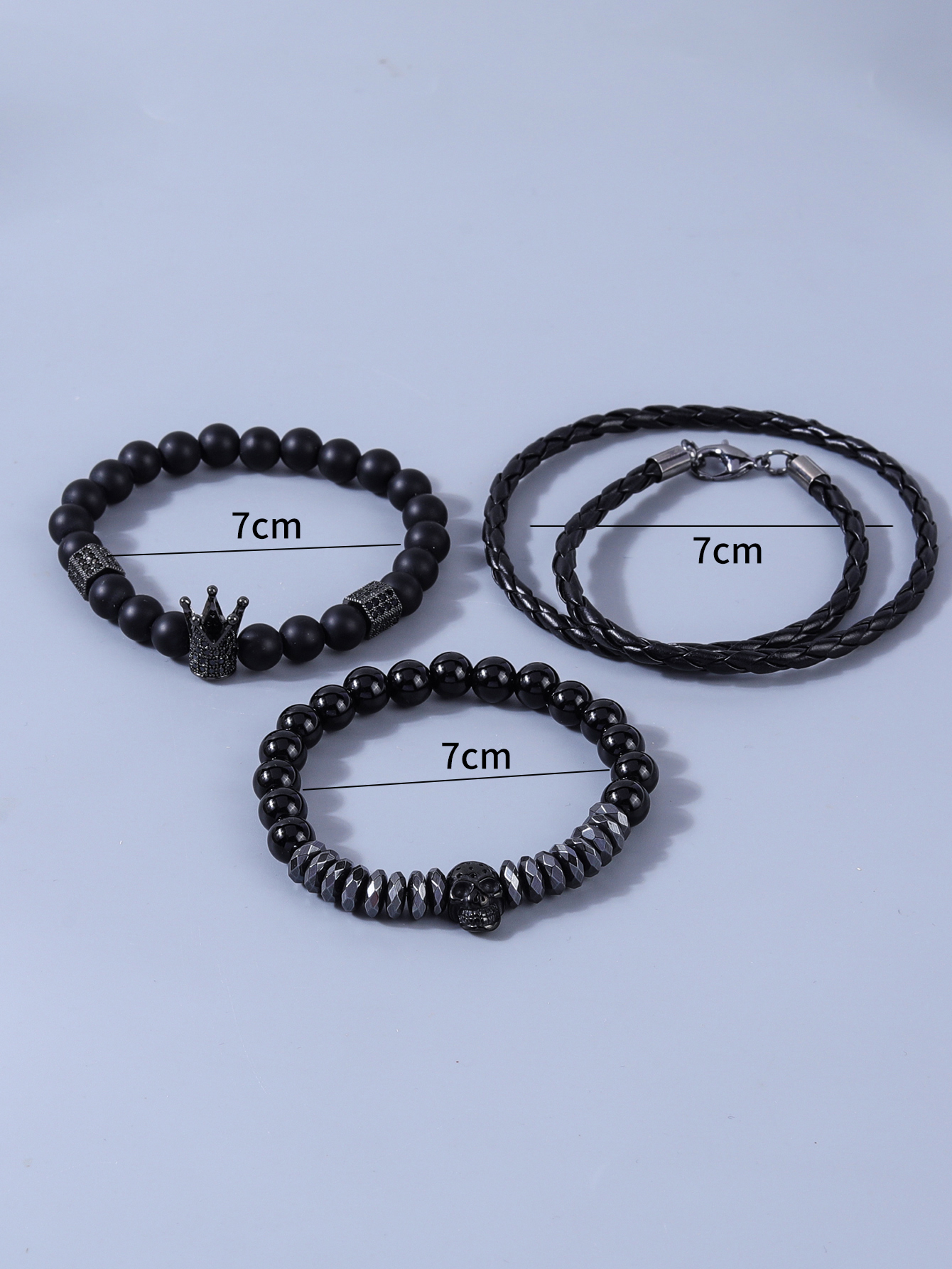 New Simple Black Leather Cord Bracelet Set