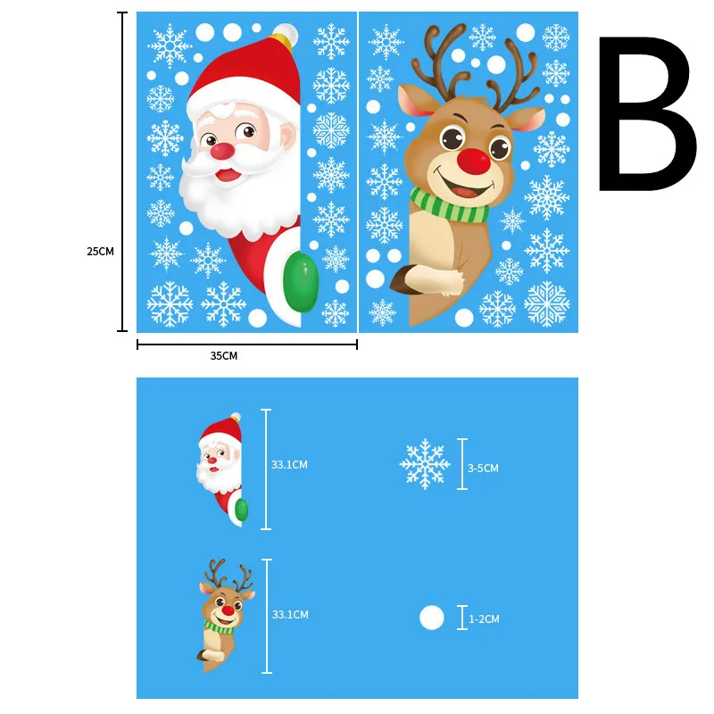 Christmas Sticker Santa Elk Glass Window Decoration – image 3