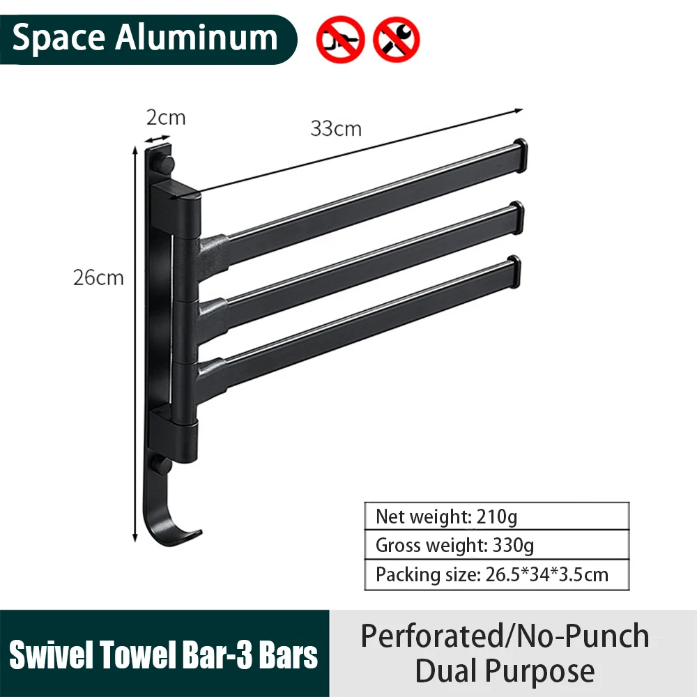 Title 1, Advanced Black New Rotating Towel Rack Bath Tow...