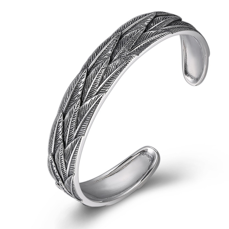 Title 2, Bijoux en argent tendance Bracelet plume person...