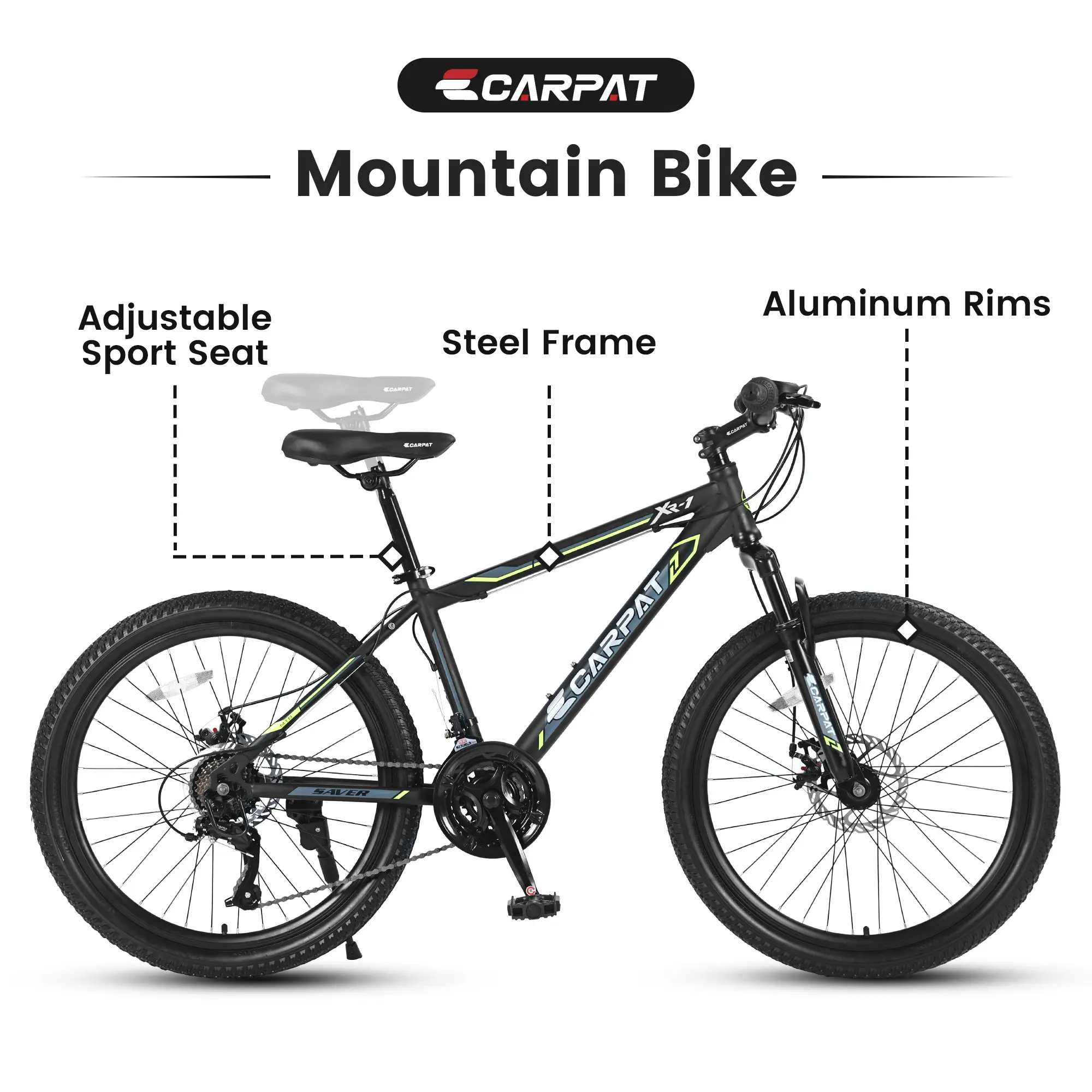 S24102 24 Inch Mountain Bike Boys Girls, Steel Frame, Shimano 21 Speed Mountain Bicycle With Daul Disc Brakes And Front Suspension MTB