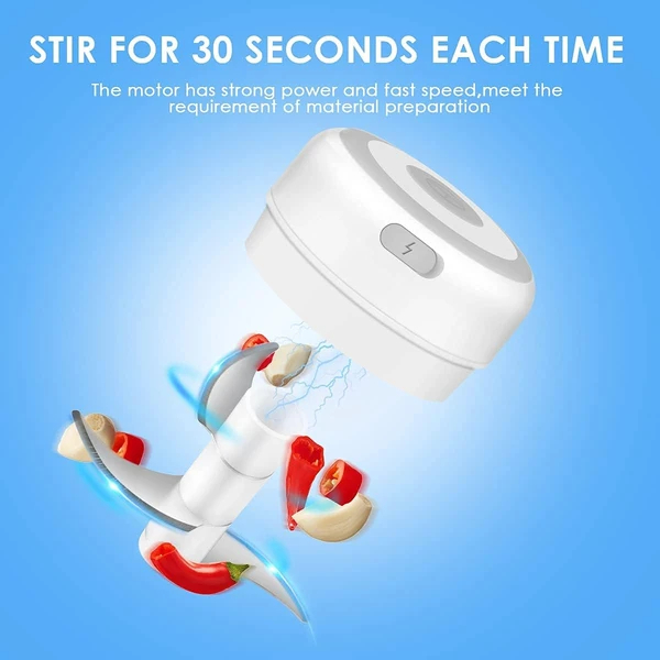 Electric 300ML Garlic Press Chopper Chili Onion Fruits Meat Mincer Blender Mixer — foto 7