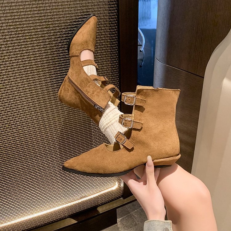 Suede Pointed Toe Ankle Boots, picture 2 of 4