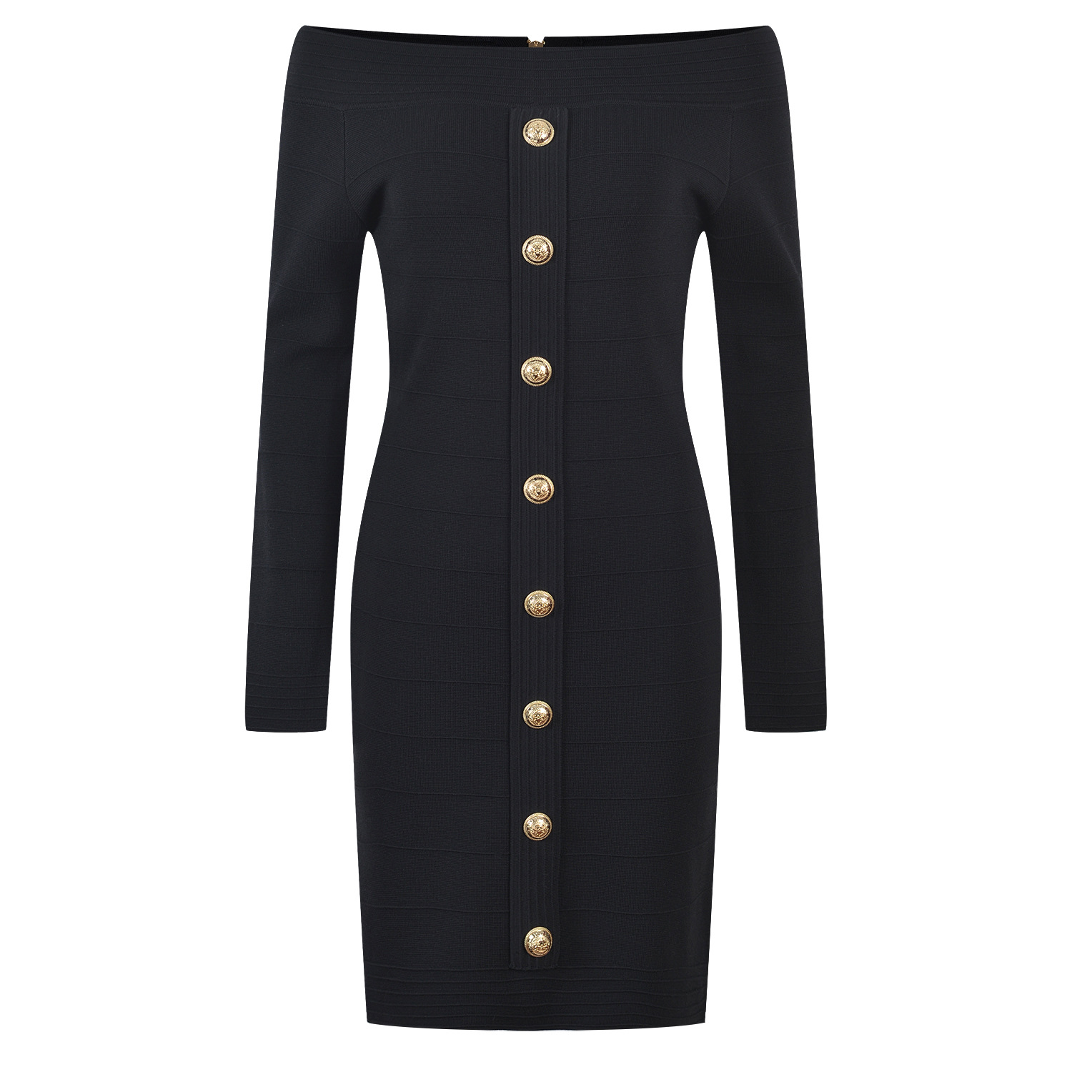 Wool One-Line Shoulder Knitted Dress, picture 6 of 6