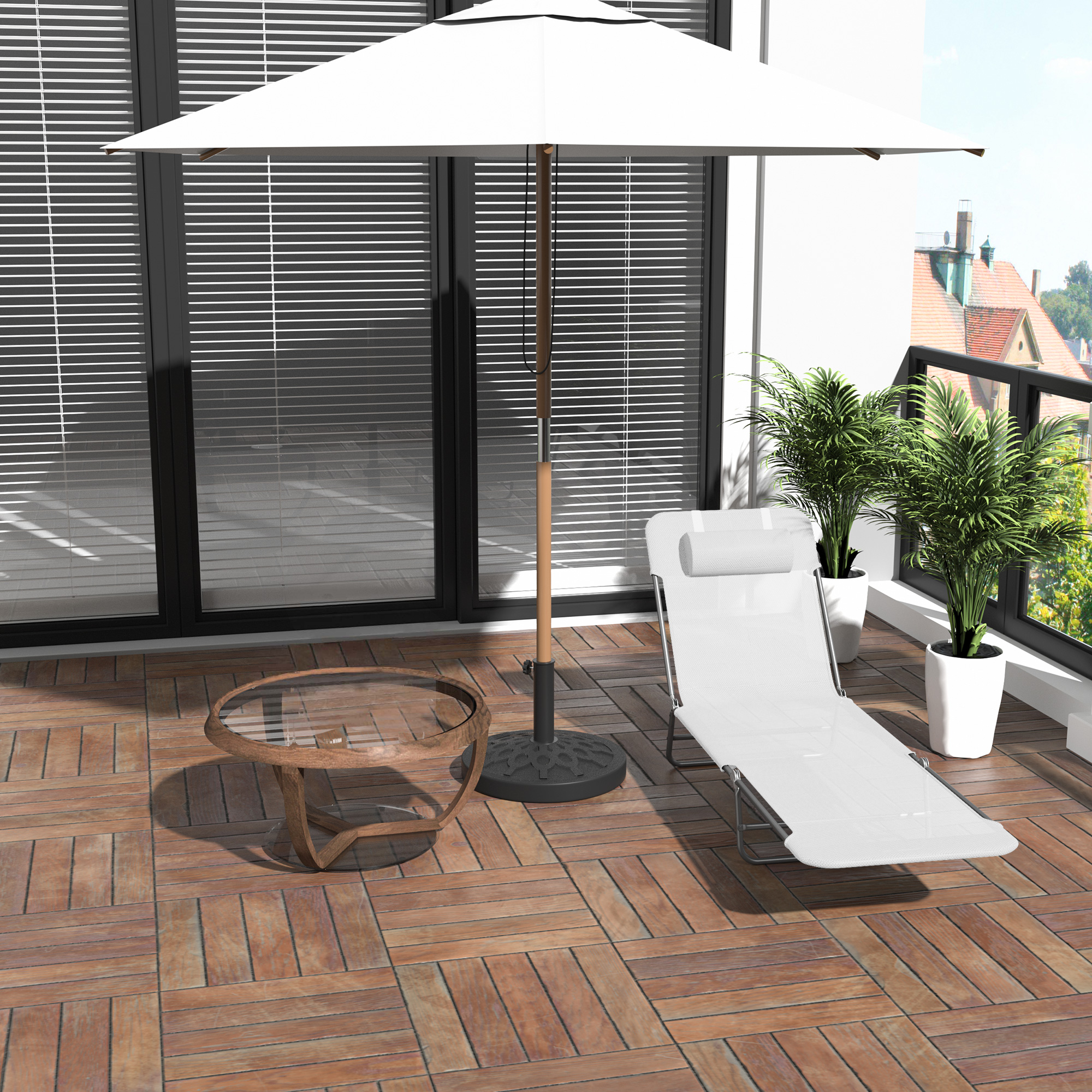 Folding Chaise Lounge Chair, Cream White, 5-Level Adjustable With Headrest, Breathable Mesh For Beach & Patio_voghion.com