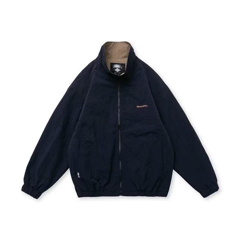 Men's Stand Collar Simple Casual Top Loose Jacket Navy Blue - Shop at LoveMi