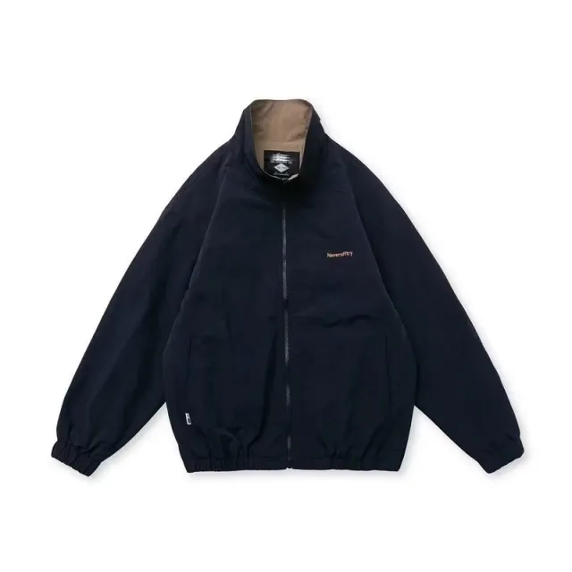 Men's Stand Collar Simple Casual Top Loose Jacket Navy Blue - Shop at LoveMi
