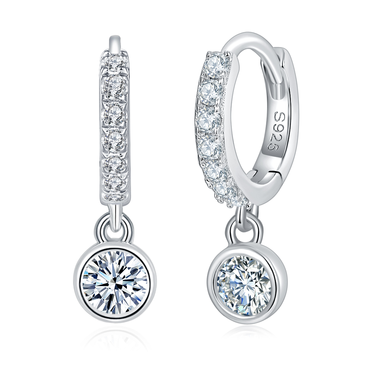 S925 Sterling Silver Moissanite Hoop Earrings Pave Huggie Hoop Dangle With GRA Certificate Platinum Plated Jewelry Gift Box Set For Women