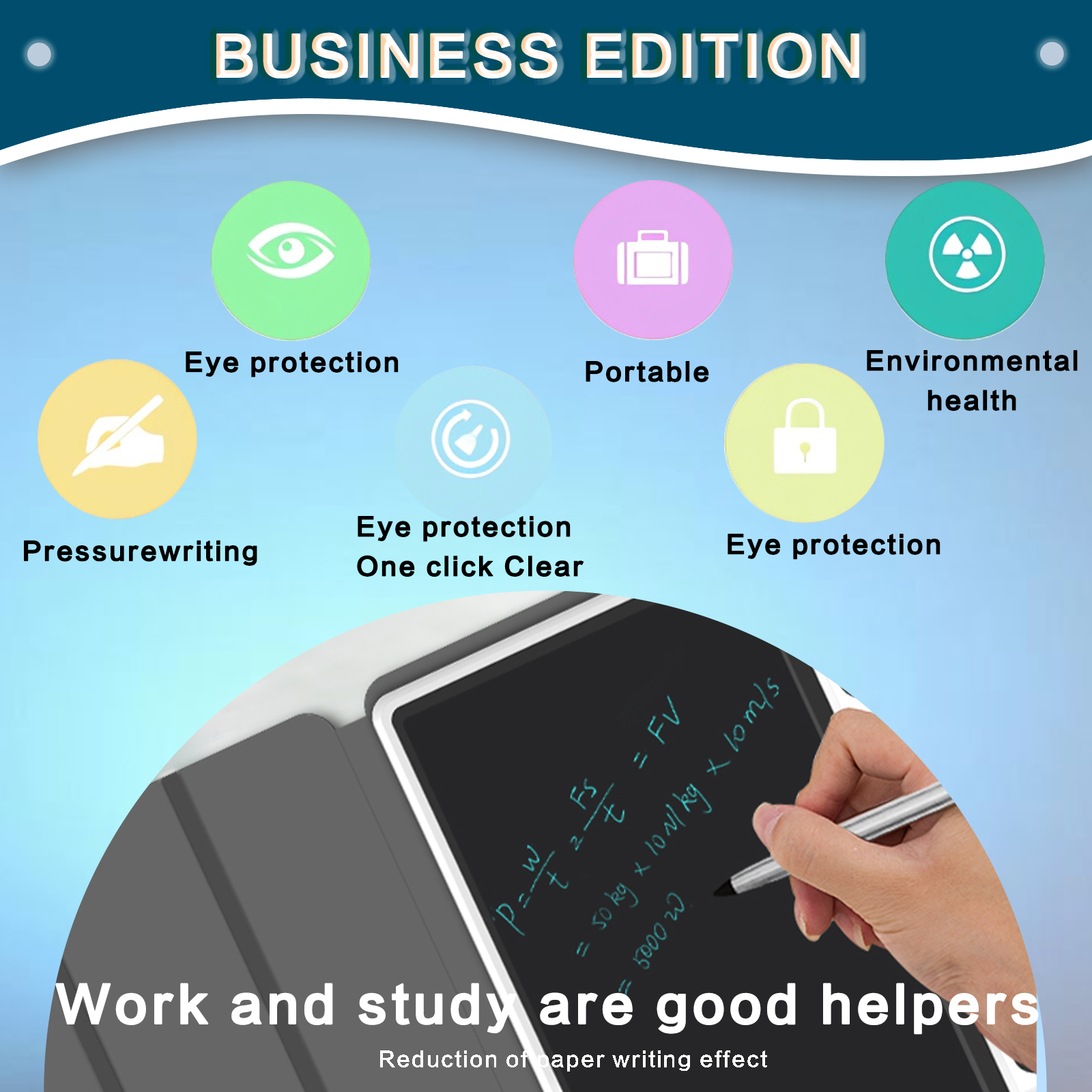 Eye-Friendly Blue-Light Free LCD Writing Tablet, Flip Case Stand Design, One-Clear Erase Portable Paperless Board For Kids Learning & Office Draft