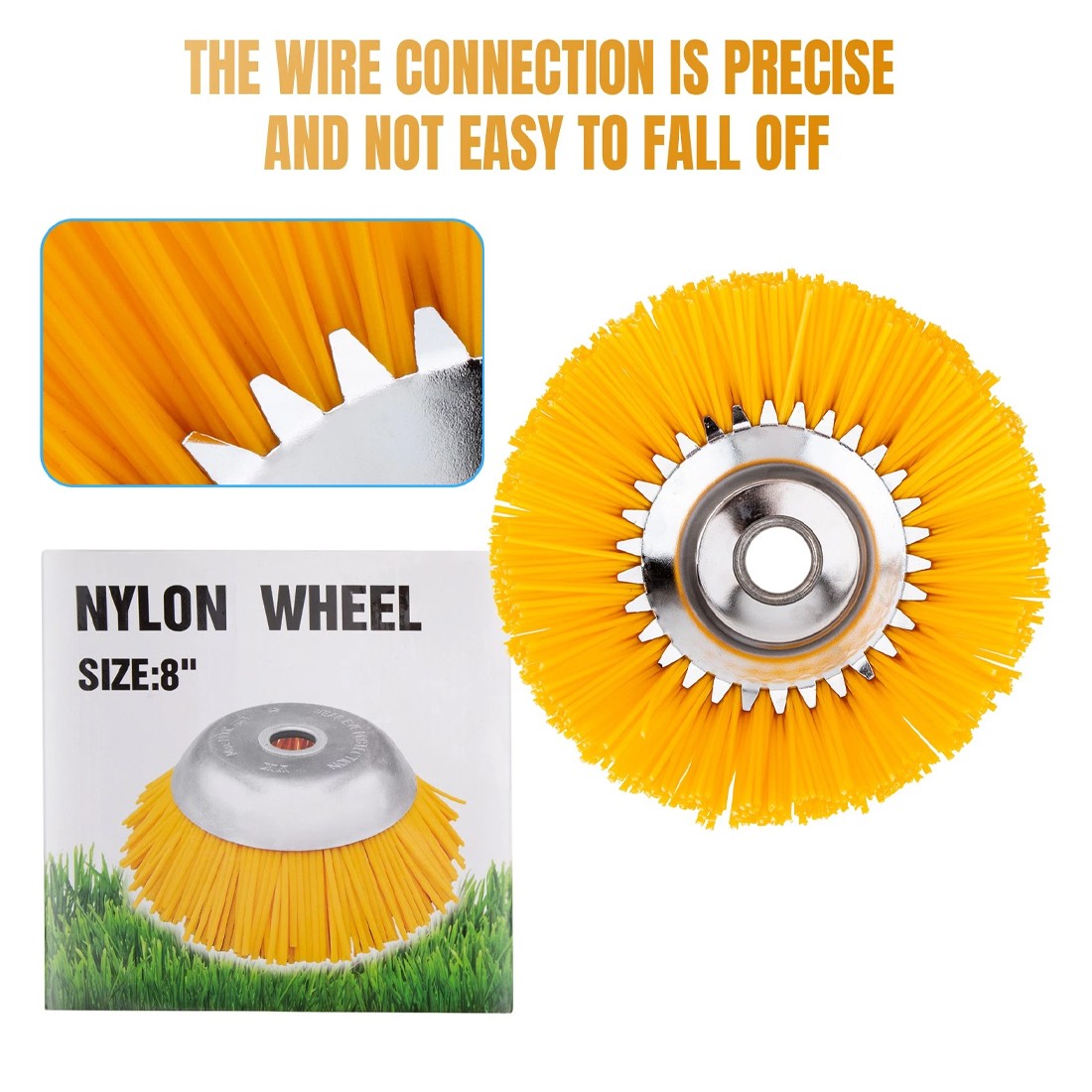 8 Inch Nylon Brushcutter Strimmer Brush Head For Moss And Path Weed Removal UK