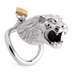 Metal Men's Tiger Head Bird Cage Chastity Lock Conditioning Supplies Adult Toys - 55Mm - View 1