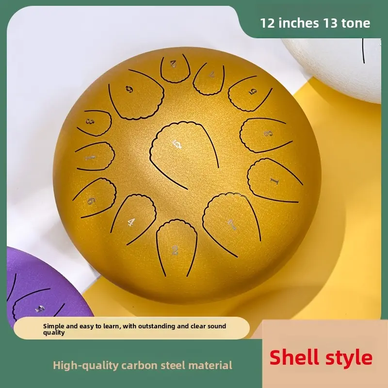 12-inch 13-tone Steel Tongue Drum, Shell Style
