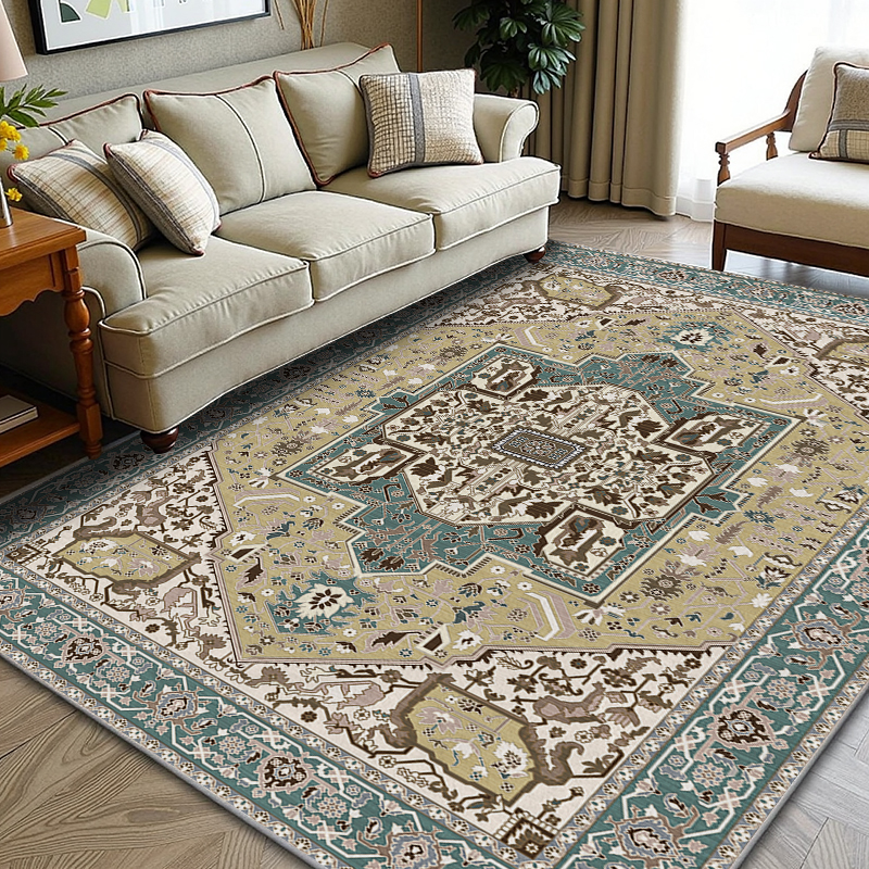 Retro Persian Style Art Carpet Light Luxury Living Room Aesthetic Anchor Point With Complex Patterns Freeze Space Advanced Feeling 5x7ft Cashmere-like Washed Bottom 5