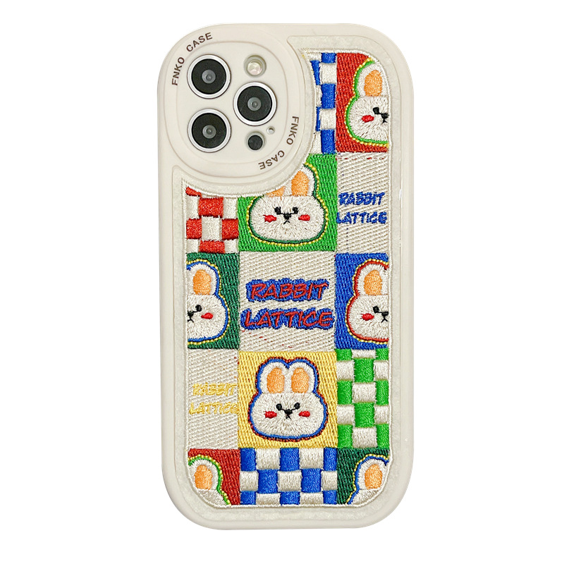 Cute Embroidered Bear And Rabbit Phone Case - Image 2
