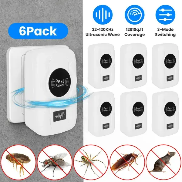 6-Pack Ultrasonic Insect Repellent - Dual Sound-Wave
