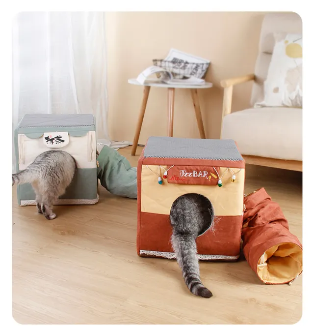 Cat Litter Universal Semi enclosed Sleeping Nest Foldable Bar Square Nest - Shop at LoveMi