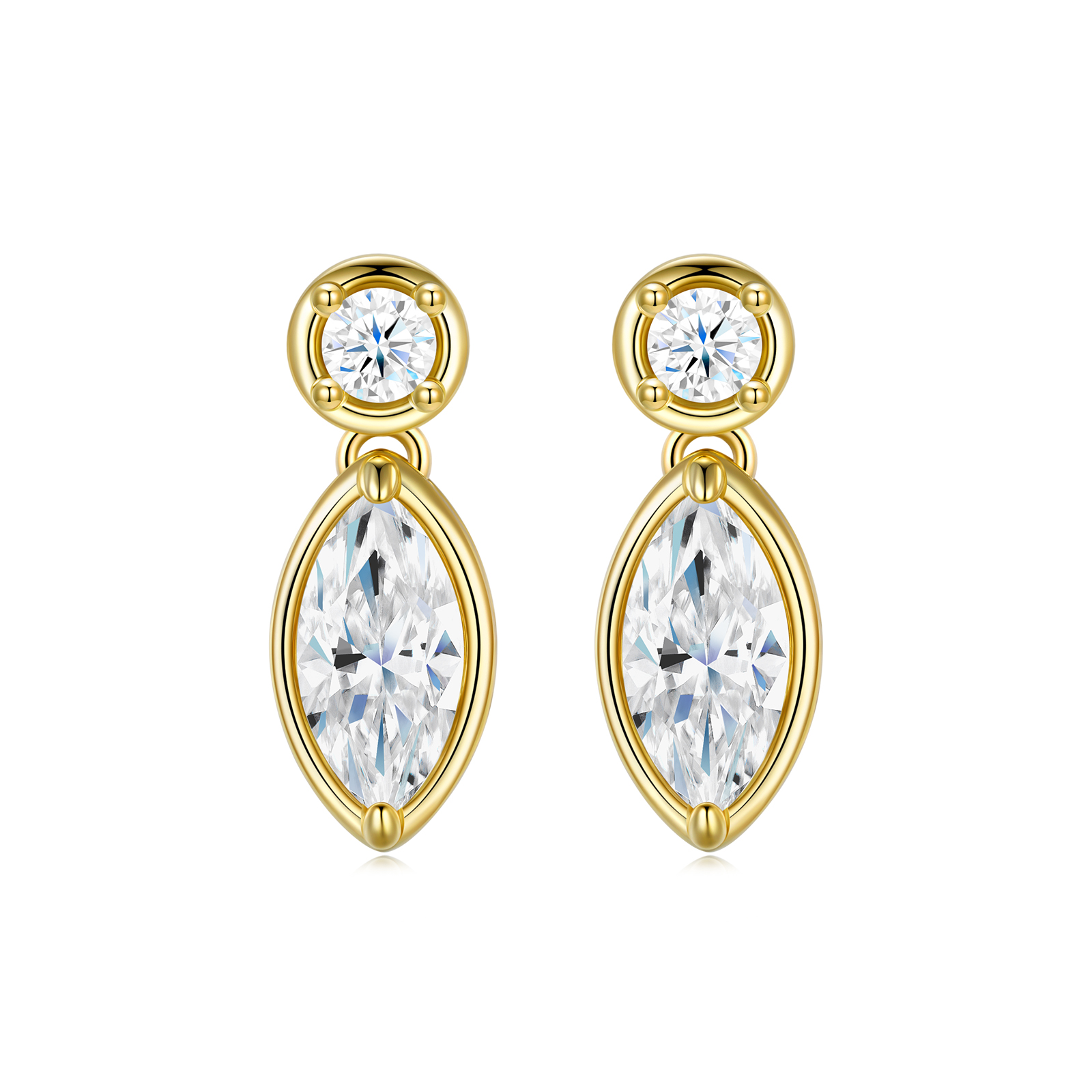 A Luxurious And Fashionable Minimalist Jewelry Earring Set Featuring Top-quality Moissanite Stones, Made Of S925 Silver Electroplated With Gold.