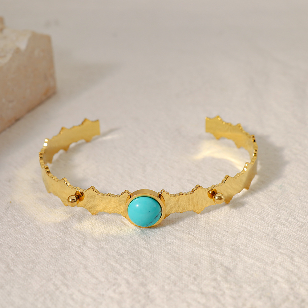 Blue Pine Natural Stone Edge Titanium Steel Bracelet