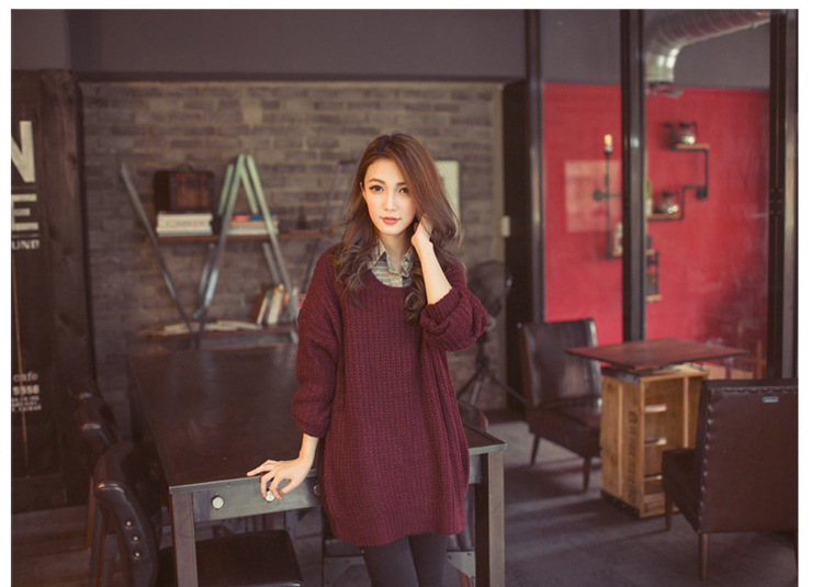 Title 2, Round Neck Thin Variegated Knit Sweater Coat pr...