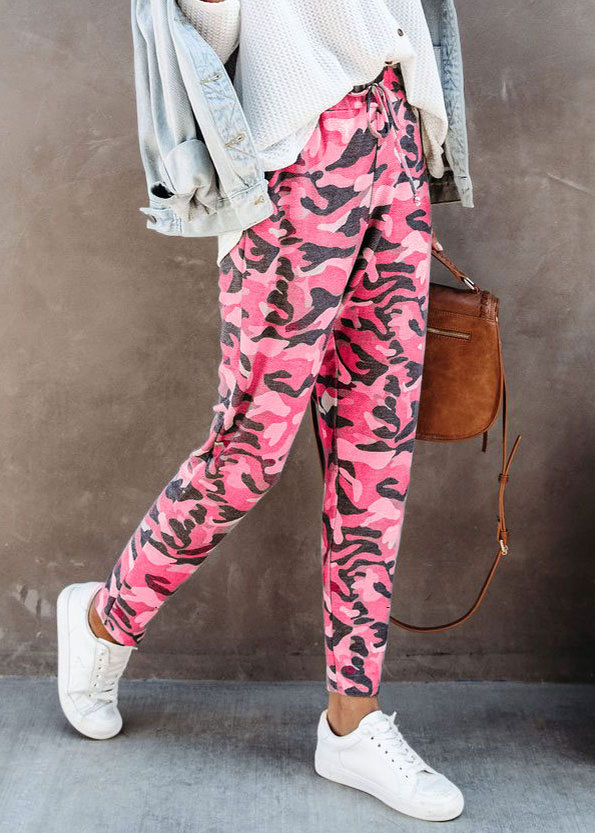 Title 2, Camouflage Print Elastic Waist Casual All-Match...