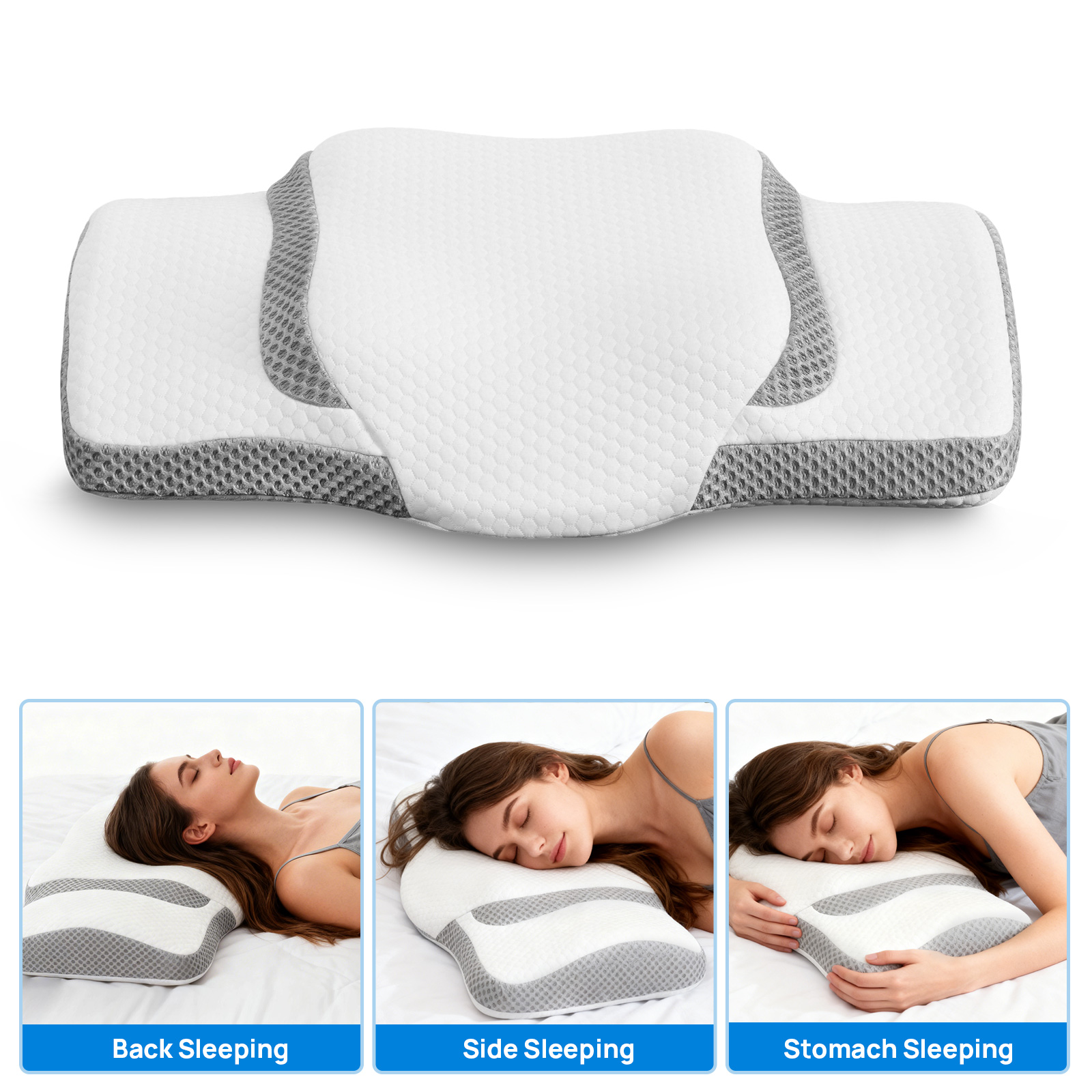 Cervical Neck Pillow, Cooling Ergonomic Memory Foam Pillows image 8