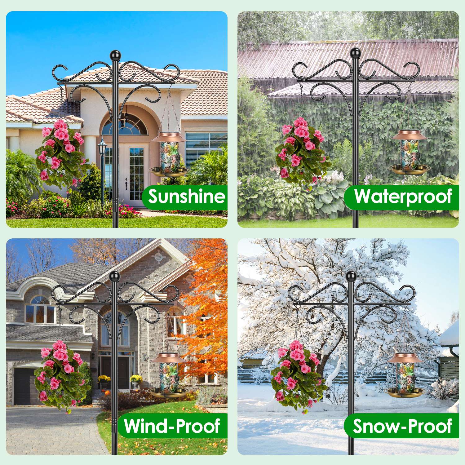 2 Packs Heavy Duty Double Shepherds Hook Bird Feeder Pole Garden Hanging Holder For Bird Feeder Garden Plant Lantern For Outdoor Garden Patio