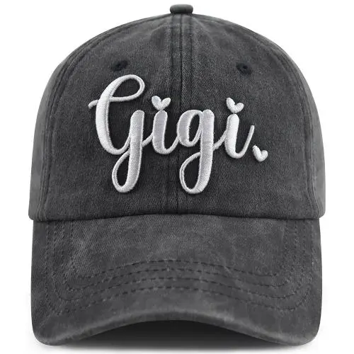 Gigi Hat For Men Women, Adjustable Embroidered Wash Cotton Baseball Cap Grey - Shop at LoveMi