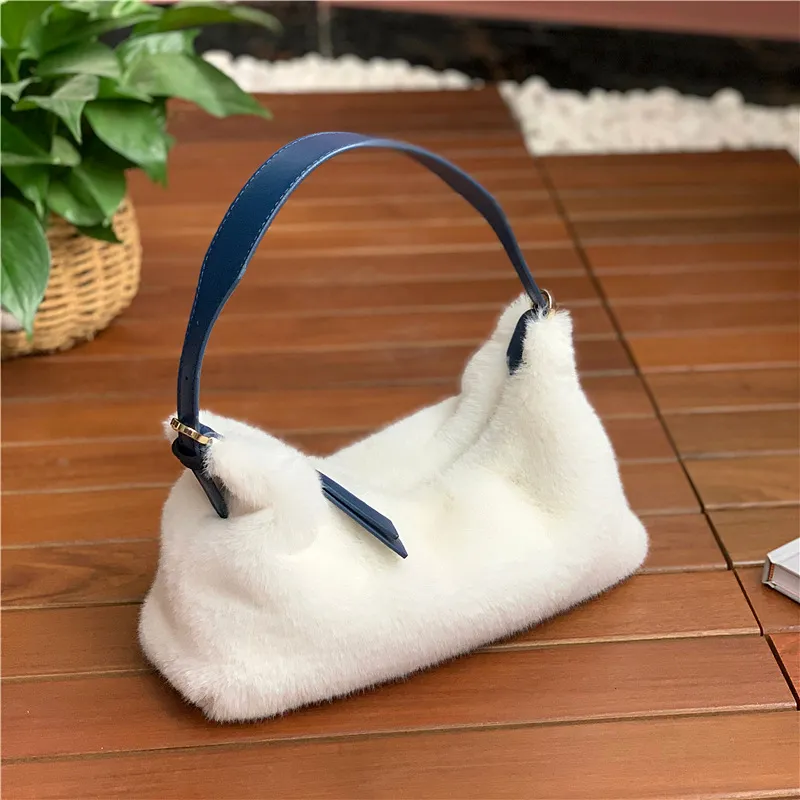 Plush Mini All-match Single-shoulder Messenger Bag - White