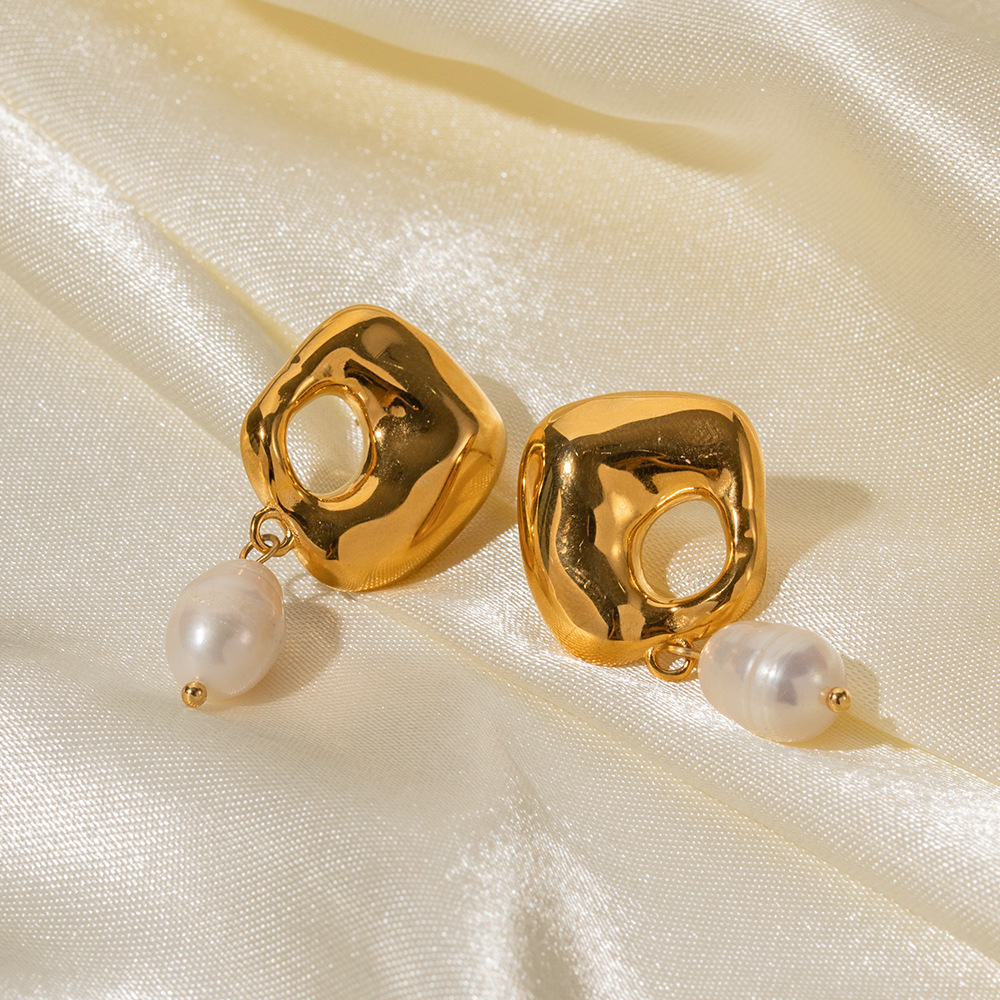 Title 4, Stainless Steel Freshwater Pearl Irregular Pend...