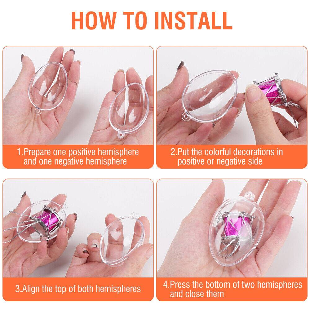 5 PCS Clear Plastic Christmas Balls Baubles Sphere Fillable Xmas Tree Ornament — view 5