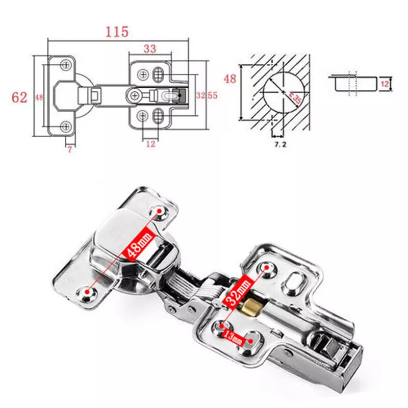 10X Quality Full Overlay 35mm Soft Close Hinges Kitchen Cabinet Cupboard Door UK 10