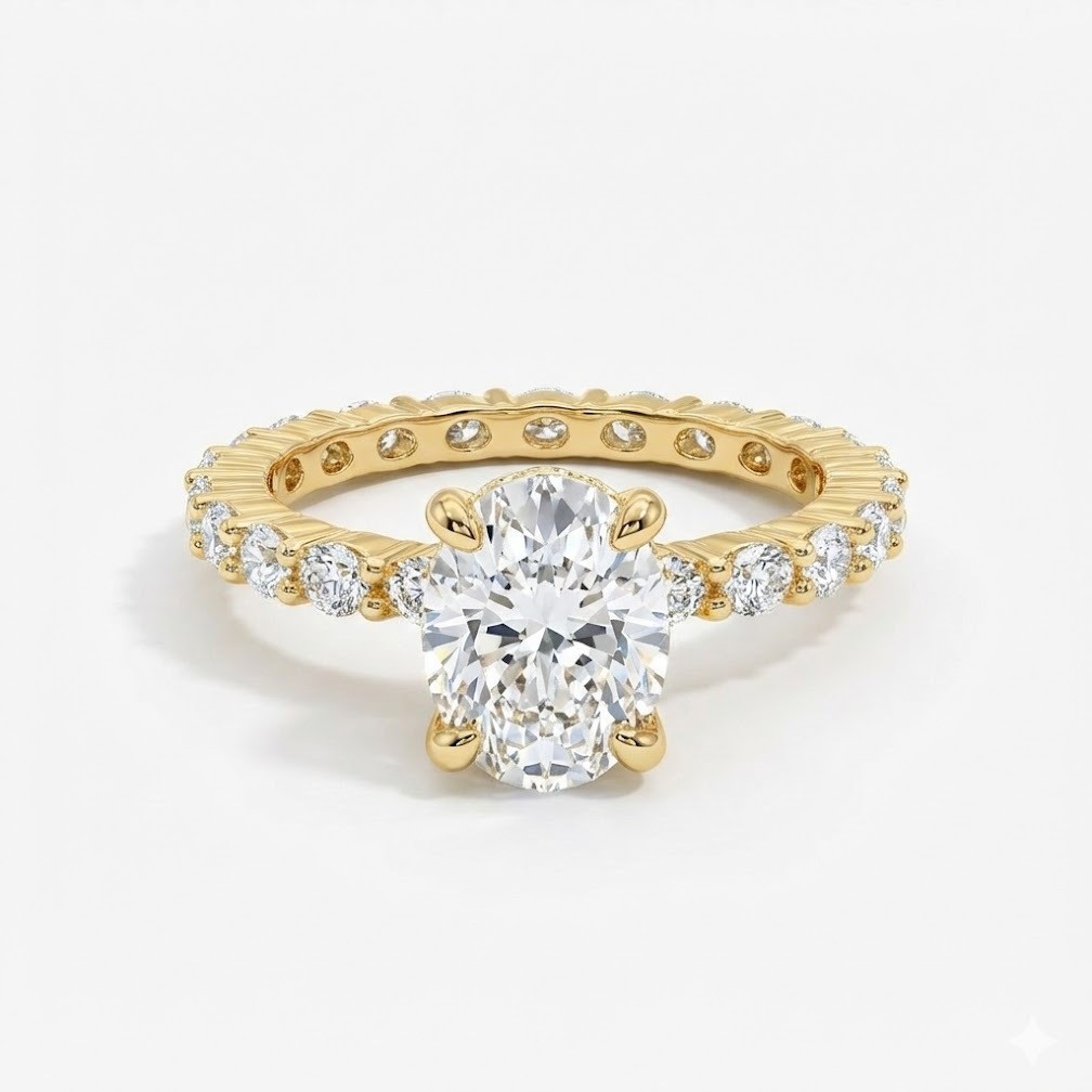 S925 Inel oval Moissanite placat cu aur de argint pentru femei, 7x9mm 2.0ct D Color VVS1, US Size 5-9, 3.0g Bijuterii Eternity Band cu certificat gra și