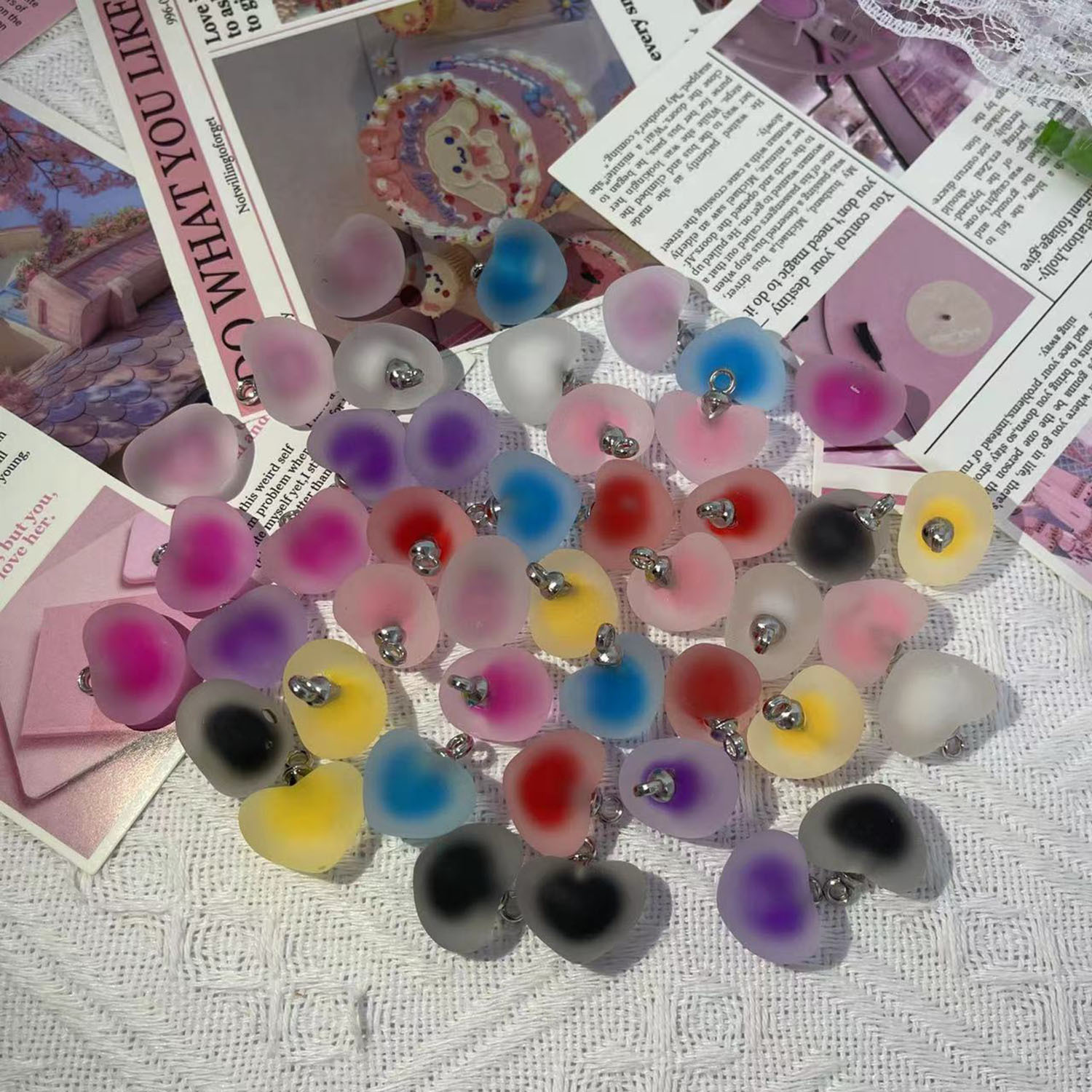 Title 1, Frosted Glass Beads Love DIY Handmade Beaded Ma...