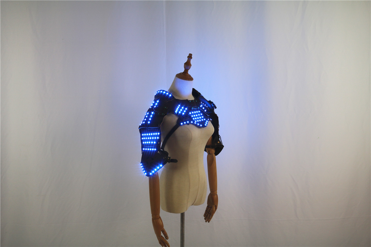 Glowing LED Clothes Armor Shawl PU Leather