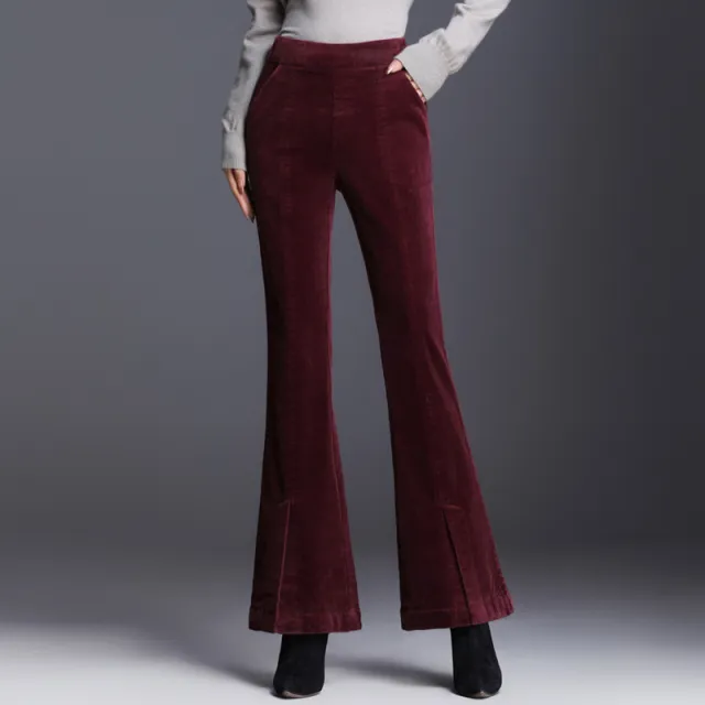 New Drape Micro pants Women's Cropped Trousers Slit Corduroy Wine - Shop at LoveMi
