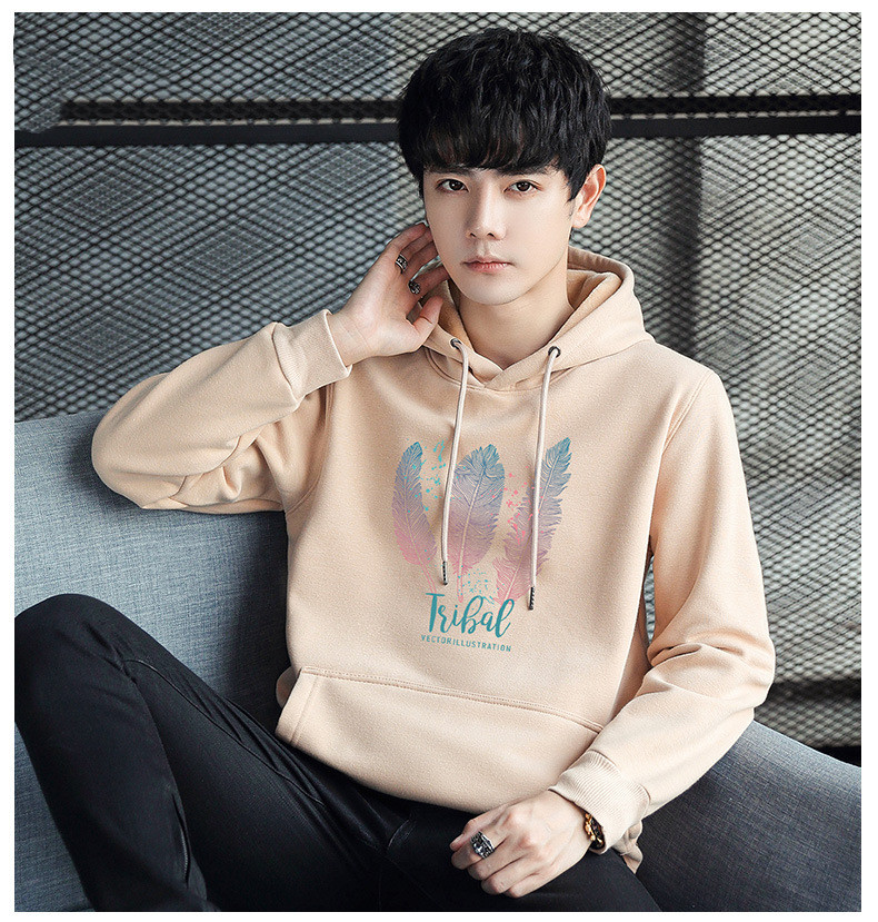 Young Men's Simple Pullover Hooded Thick Cotton