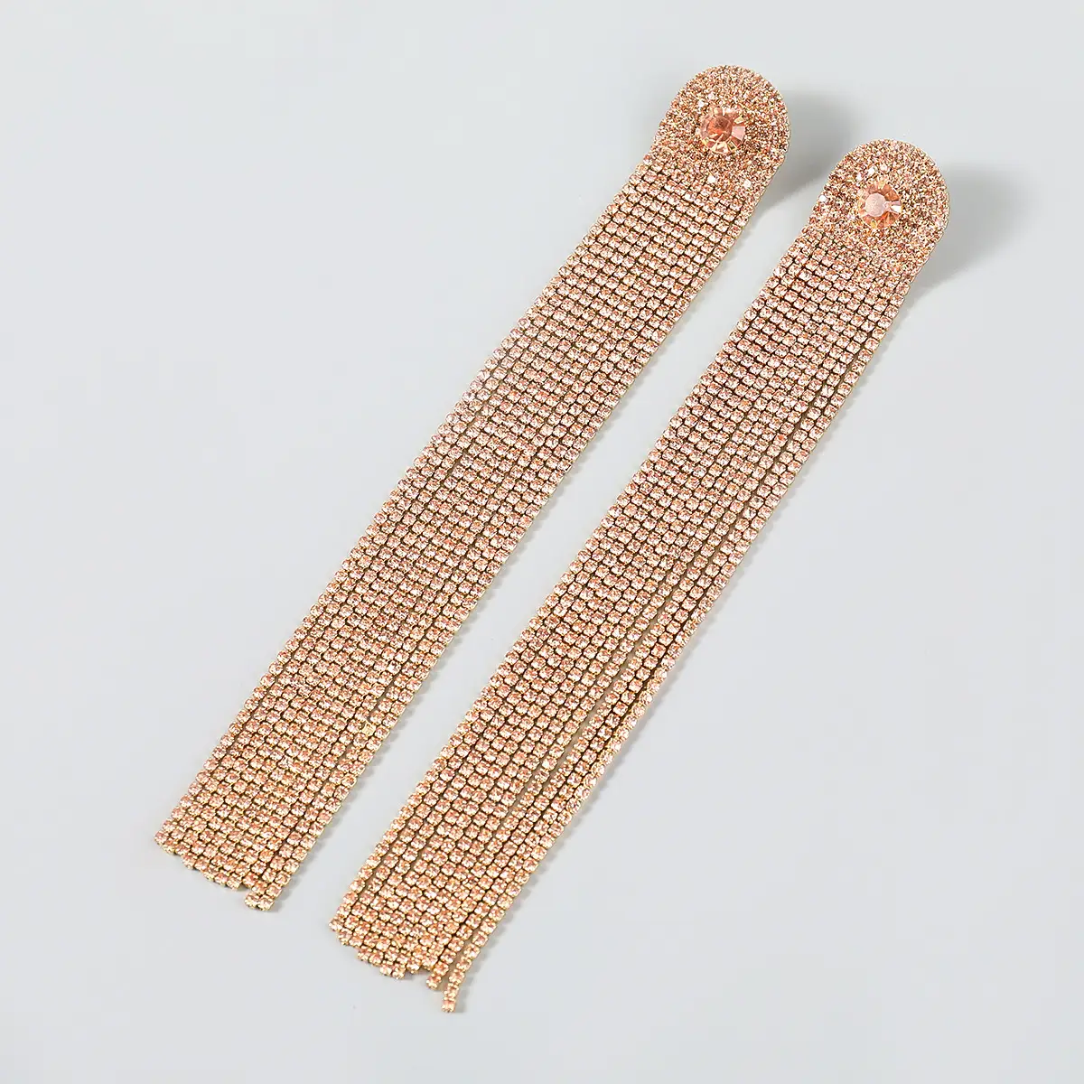 Alloy Diamond Rhinestone Long Tassel Earrings For Ladies