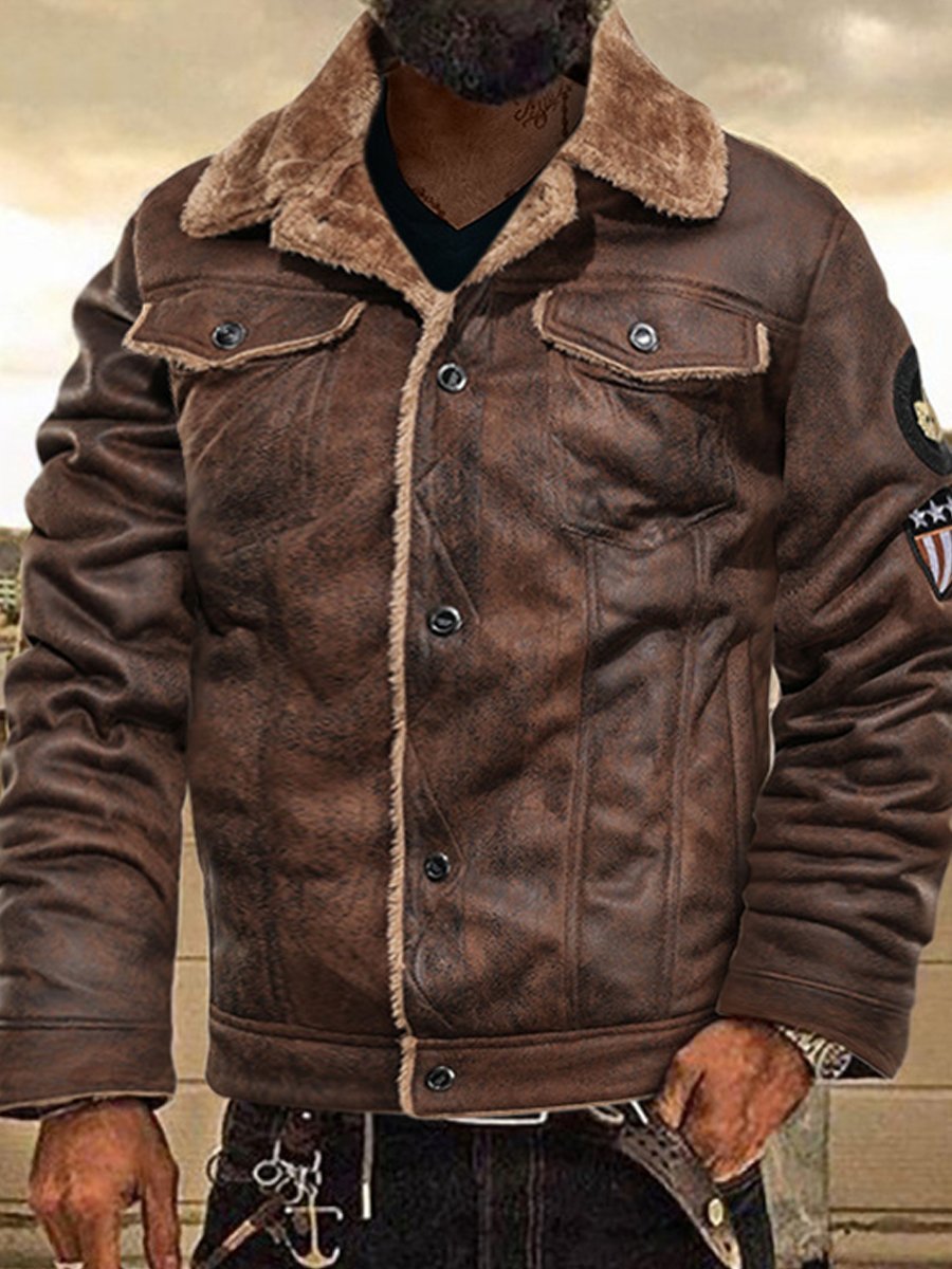 New Lapel Plus Size Fur All-in-One Men's Jacket