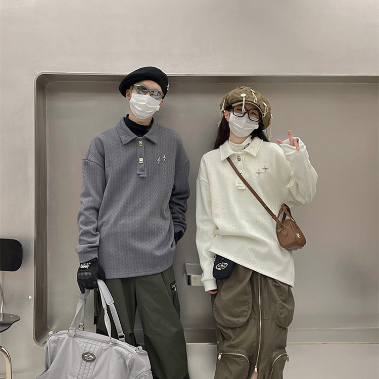 Four Eight-pointed Stars Brooch Retro Couple Lapel Sweater