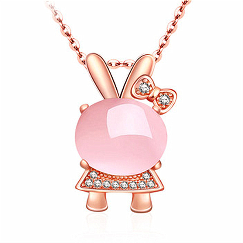 Soft Cute Girl Rabbit Pendant Crystal