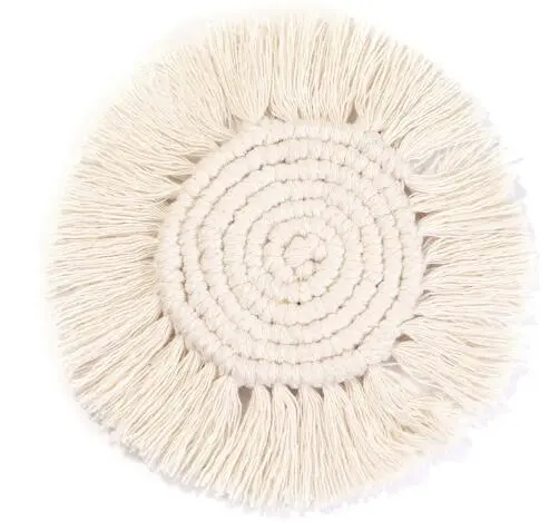 Nordic Hand woven Cotton Decoration Coaster White - Shop at LoveMi