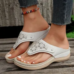 Thong Sandals Summer Flip Flops Women Outdoor Slippers Beach Shoes - White - View 1