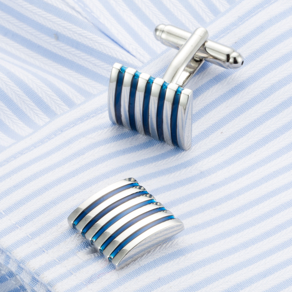 Title 5, French Shirt Cufflinks Business Blue Stripes