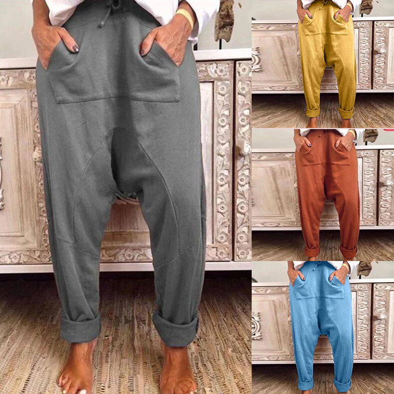 Casual Suspender Pants Fashion Lace Up Harem Pants Women Trousers