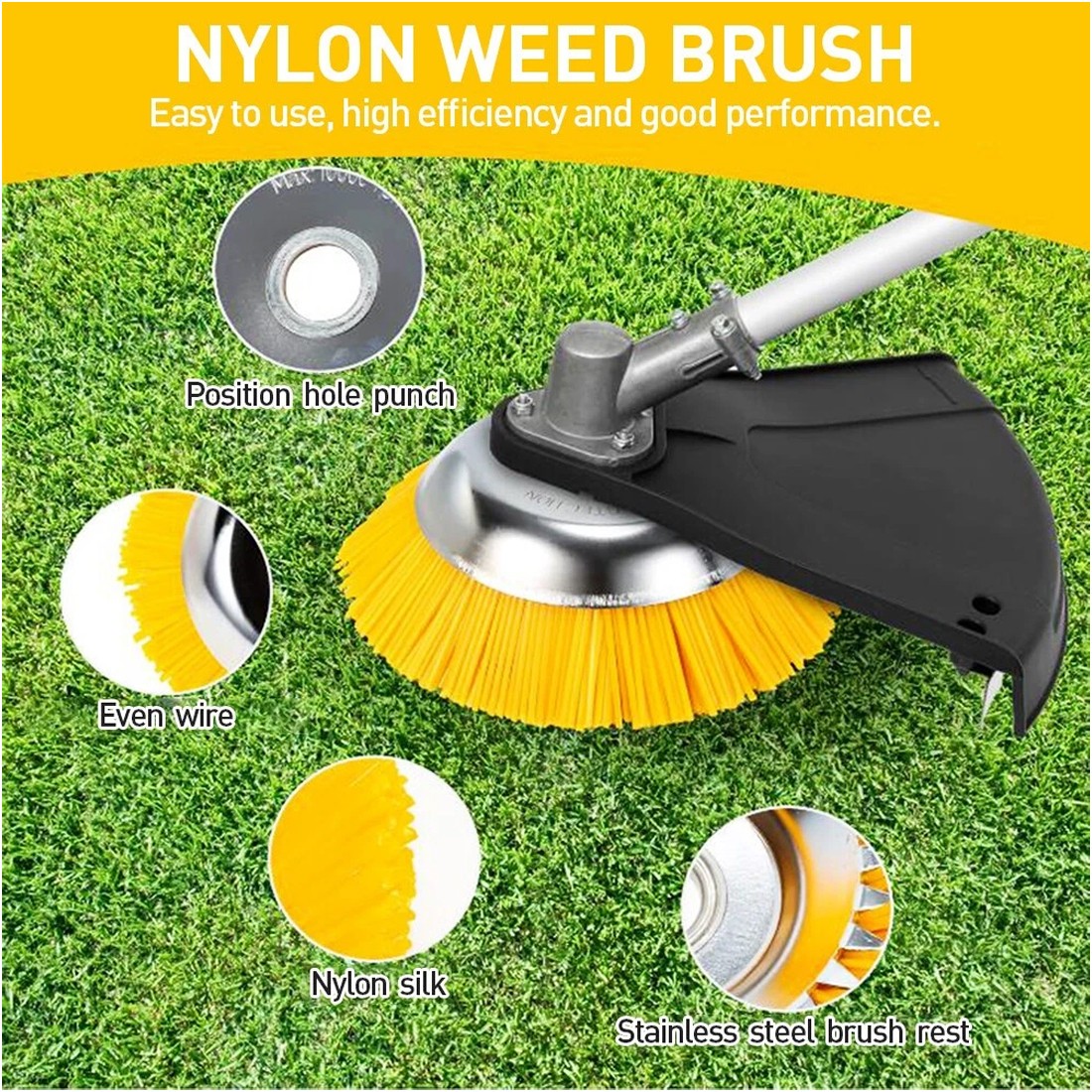 8 Inch Nylon Brushcutter Strimmer Brush Head For Moss And Path Weed Removal UK
