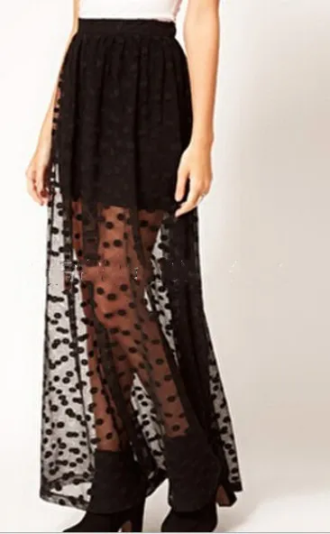 Perspective Polka Dot Mesh Skirt Sexy Black - Shop at LoveMi