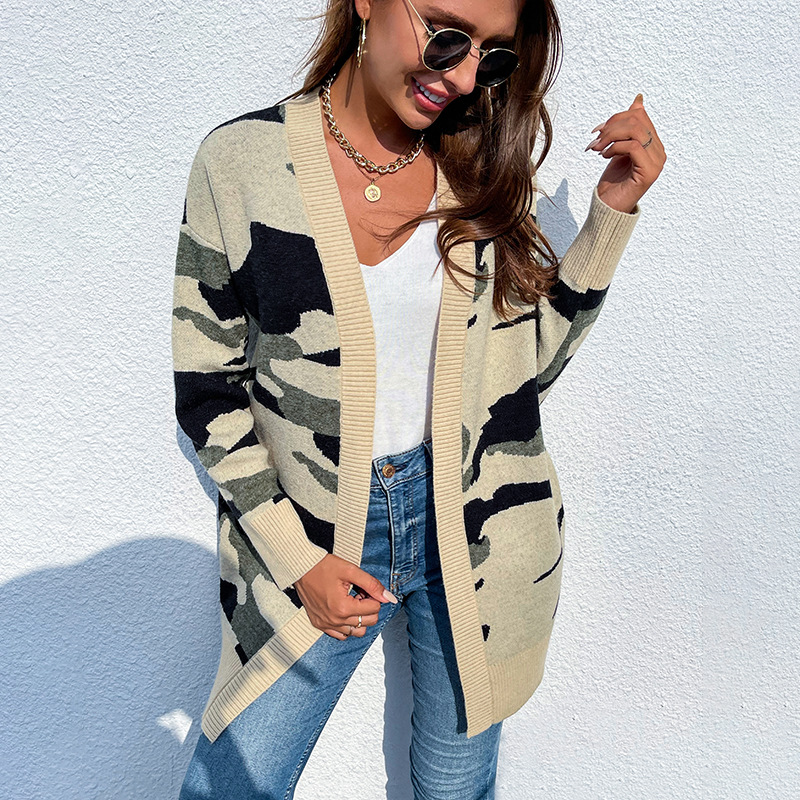 Title 3, Knit Sweater Womens Long Camouflage Sweater Ca...