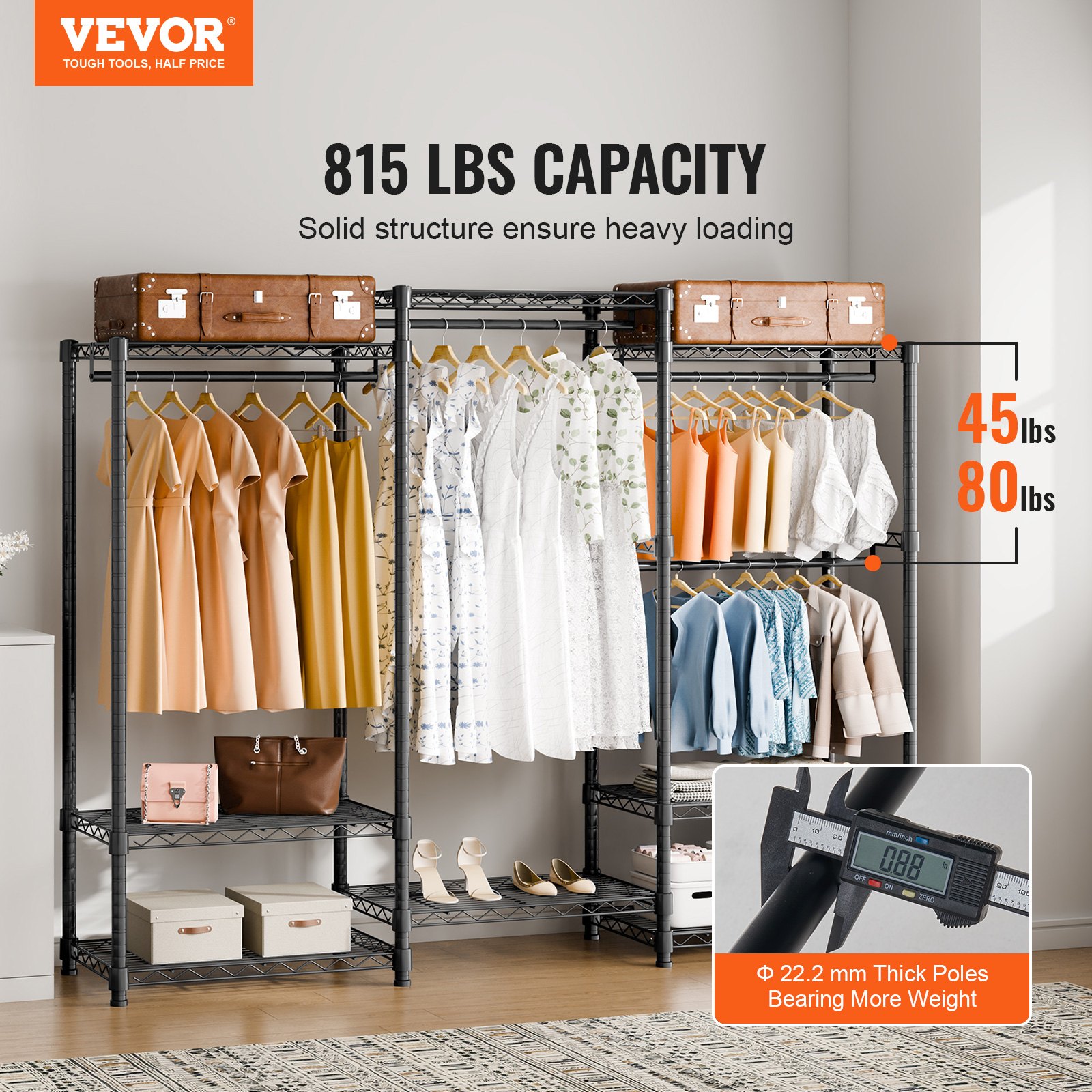 Heavy Duty Rolling Clothes Rack, picture 4 of 4